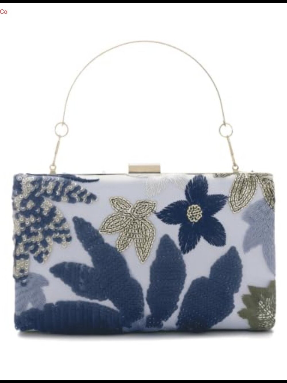 Sequin Beaded Floral Clutch Purse Hard Shell Handbag Wedding Party